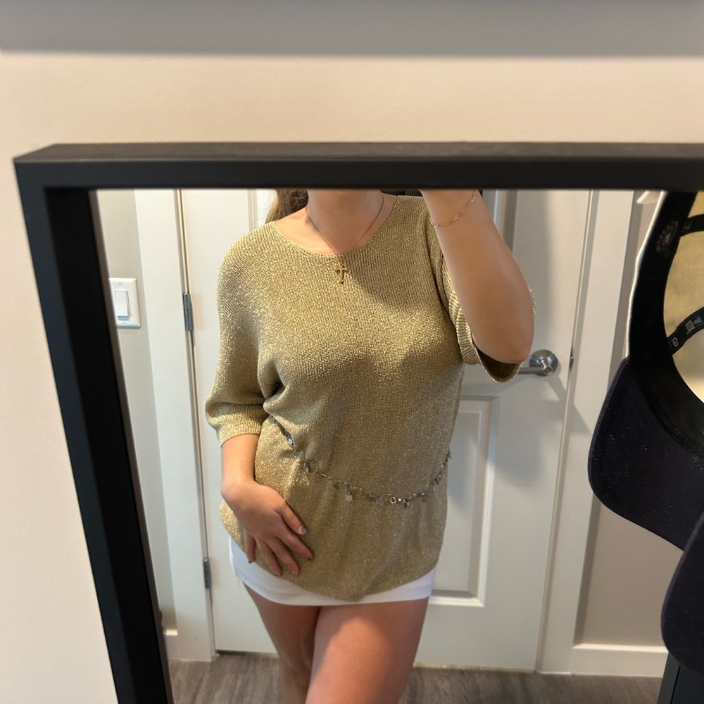 Vintage Gold Knit Short Sleeve Top/dress